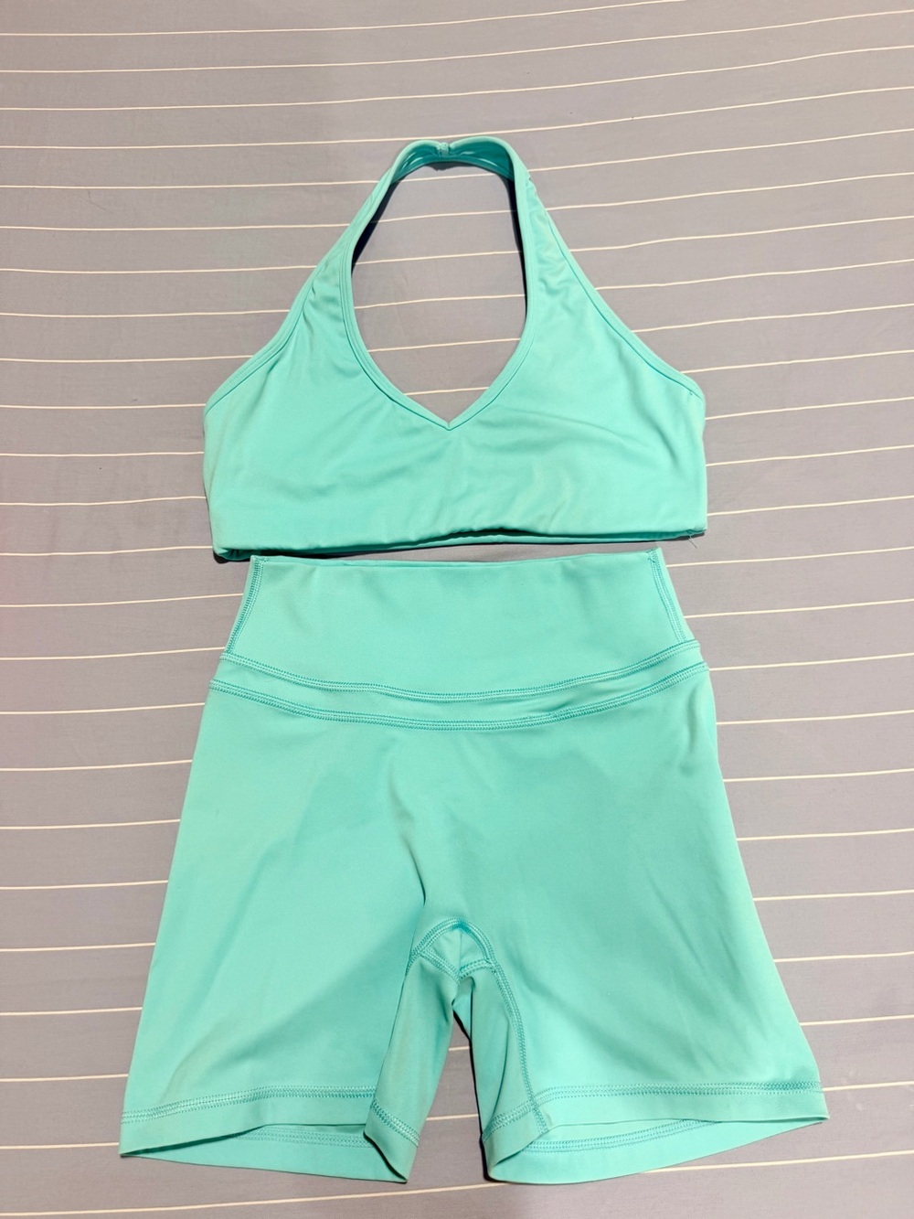 Paragon Fitwear Bright Baby BlueHalter Sports Bra and High-Waist Shorts Set